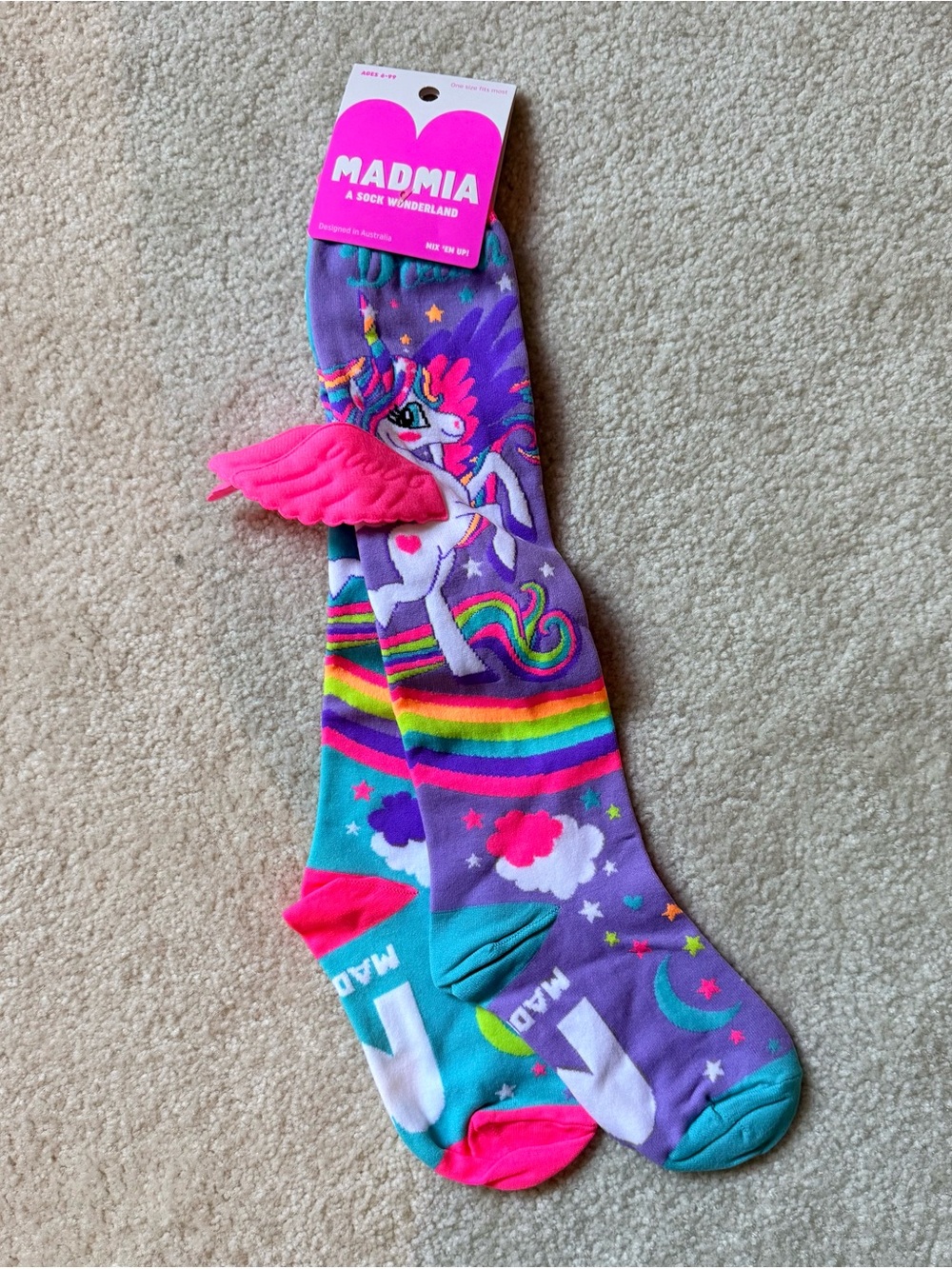 Mad Mia Kids Unicorn Rainbow Wing Socks